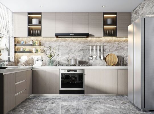 Finger Pull Design High Gloss Black Mdf Board Lacquer Kitchen Cabinet With Island