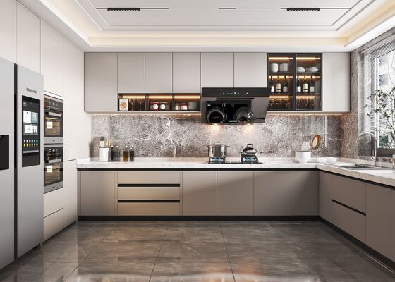 Finger Pull Design High Gloss Black Mdf Board Lacquer Kitchen Cabinet With Island