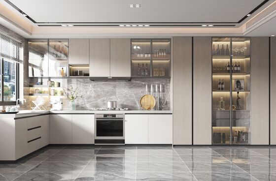Cupboard Foshan Laminated MDF Modular Pull Down Shaker Smart Kitchen Cabinet