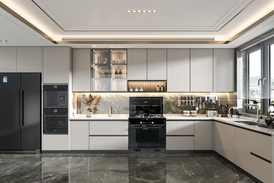 Cupboard Foshan Laminated MDF Modular Pull Down Shaker Smart Kitchen Cabinet