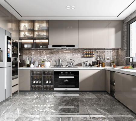 KITCHEN FURNITURE WITH KITCHEN CABINET VENEER OF BEADED SHAKER PANEL AND SOLID WOOD