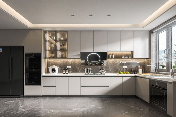 Customized Lacquer Kitchen Furniture L Shape Wooden Modular Kitchen Cabinets