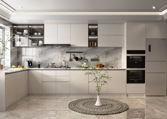 Free Customzied Design Laminate Modern Frameless Timber Finish Kitchen Cabinets