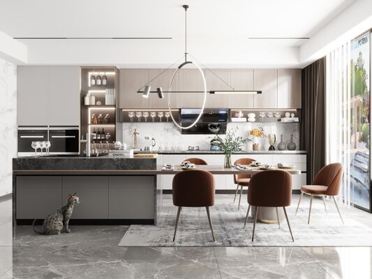 Minimalist Modern Kitchen Cabinet Classic Style With Artificial Stone Countertop
