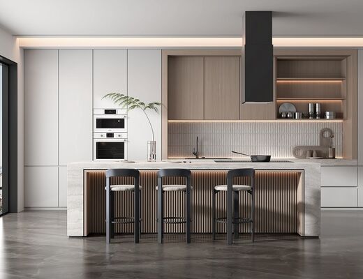 Particle Board Modern Wooden Matt Lacquer Finished Grey Kitchen Cabinet