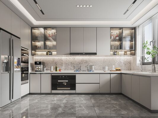 Matt White Lacquer Finished Modern Design Kitchen Pantry Cabinets