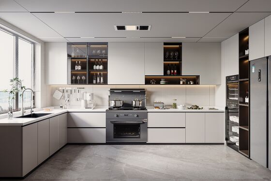 Matt White Lacquer Finished Modern Design Kitchen Pantry Cabinets
