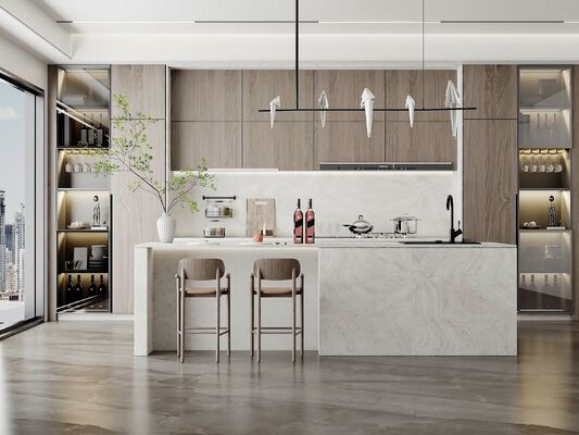 Glossy White U Shaped Kitchen Cabinets Modular Lacuqer Kitchen Furniture