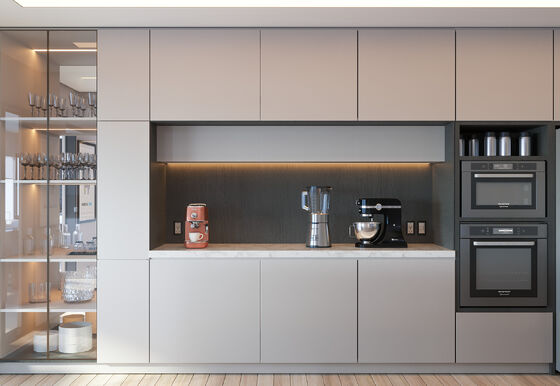 Custom Wooden Kitchens Furniture Moderne Walnut Solid Wood Kitchen Cabinets