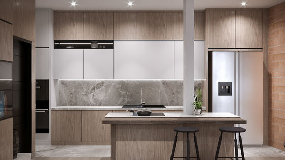 Environmental Friendly Melamine Impregnated Film Paper Integrated Kitchen Cabinets