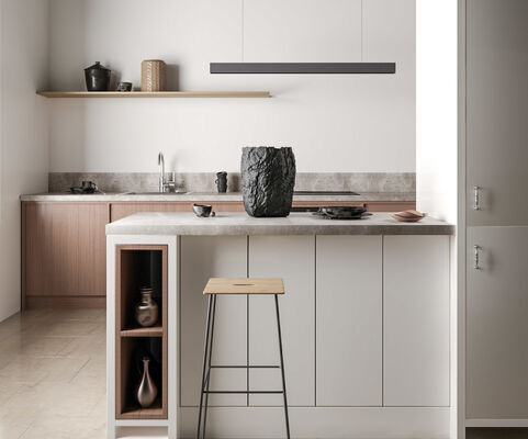 Classic Wood Kitchen Cabinet Customized Wood Grain Villa Kitchen Cabinet