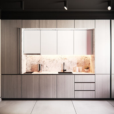 Modern Light Luxury Design Kitchen Wood Melaine Kitchen Cabinet With Island