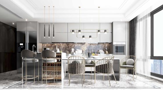 American Style White Shaker Style Lacquer Kitchen Cabinet For Small Apartment