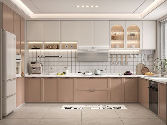 Ready Made Custom Furniture Small Wood Color Modular Oak Kitchen Cabinet Set