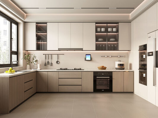 Modular Antique Design Style Glass Doors With Island Modern Kitchen Cabinet
