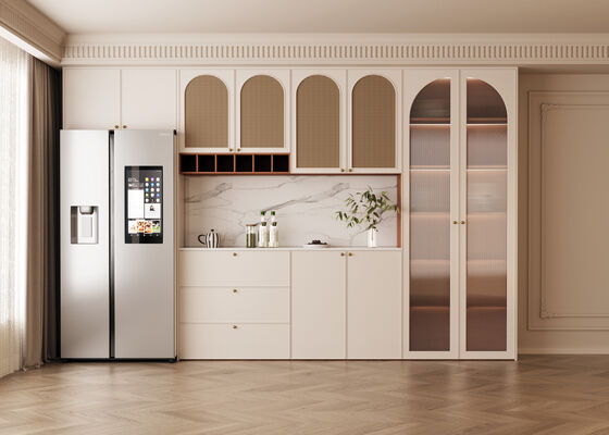 Modular Antique Design Style Glass Doors With Island Modern Kitchen Cabinet