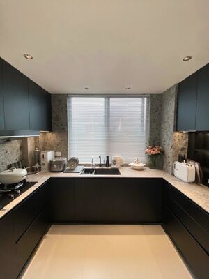 Contemporary Melamine Wood Grain Finish Island Kitchen Cabinet