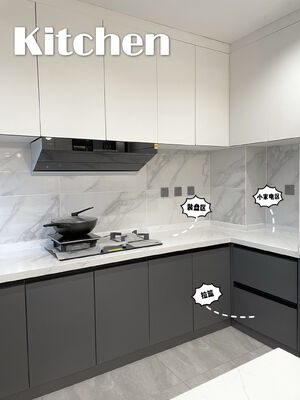 HPL Laminated Finished Wooden Kitchen Cabinetry For Dining Room Decoration