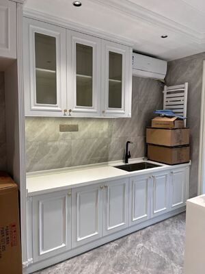 Customized Matte Lacquer Finish Melamine Plywood Design Kitchen Cabinet