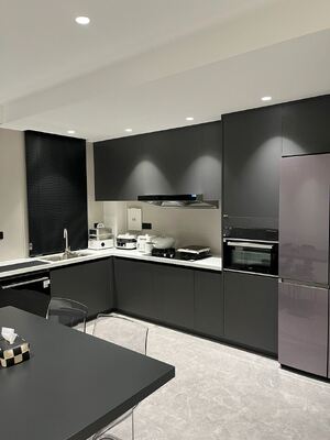 Plywood Shaker Wooden Furniture Assembled Kitchen Cabinets With Island Unit