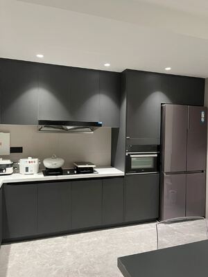Plywood Shaker Wooden Furniture Assembled Kitchen Cabinets With Island Unit