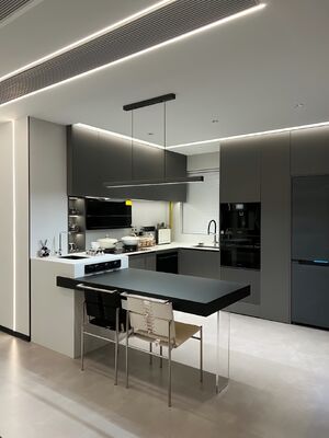 Modern Handleless MDF Kitchen Cabinet Push-To-Open Design