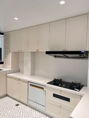 Modern Kitchen Cabinet with Premium Fittings and Custom Materials