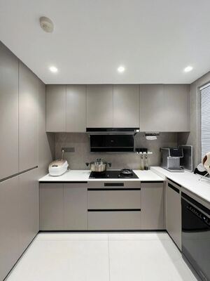 Vintage Style Smart Kitchen Cabinet with Marble Countertop