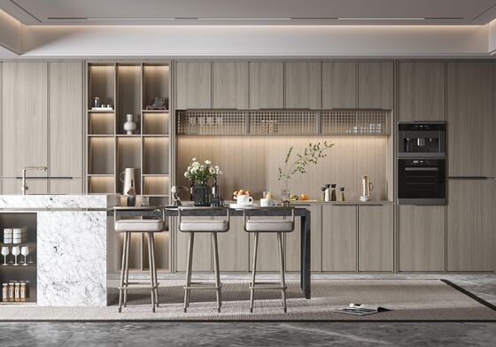 Simple Surface For Hotel Kitchen Cabinets Particle Board Carcase Lacquer Finish