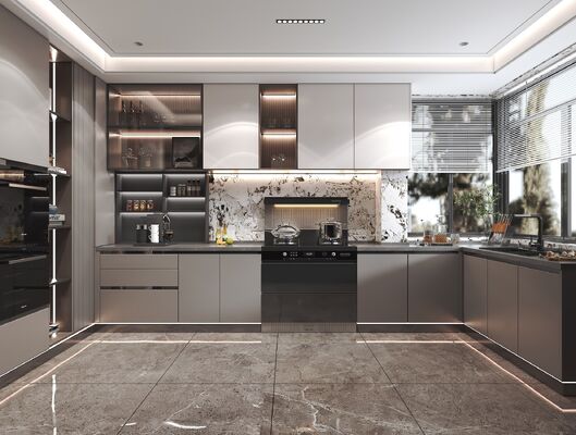 Modular Matt Lacquer Kitchen Cabinet Villa Kitchen With Hanging Island Table
