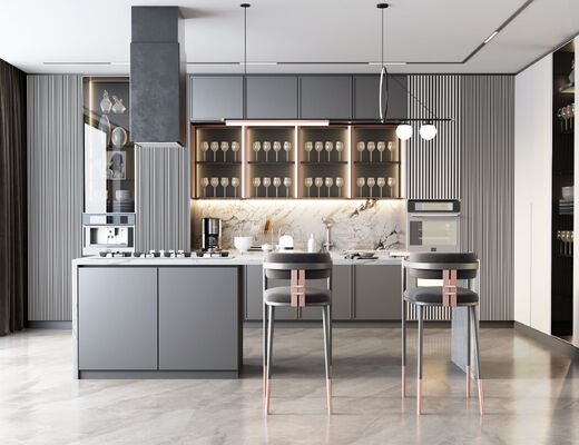 Modern Acrylic Kitchen Cabinet for Apartments and Hotels