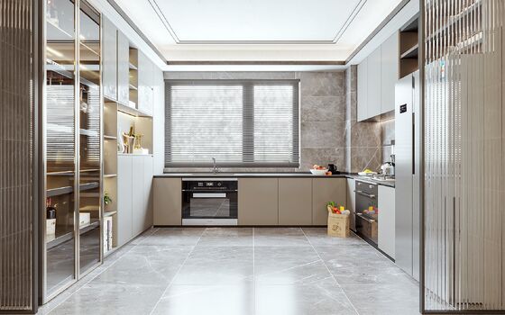 Modular Kitchen Cabinet with Contrast Color Design
