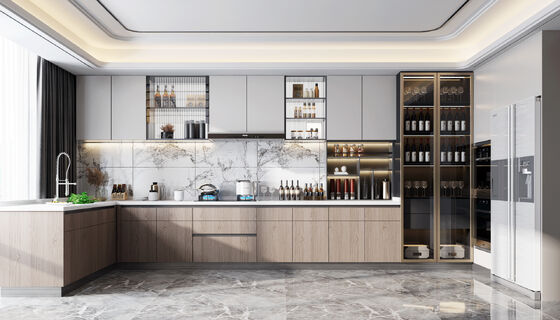 Modern Small Kitchen Cabinet with Plywood Door for Apartments