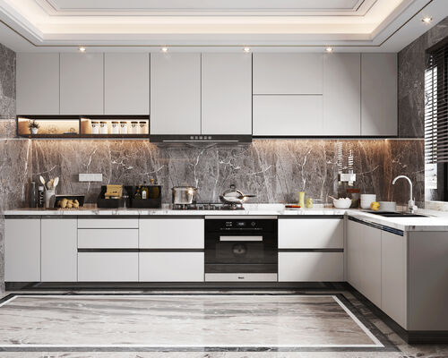 Modern Small Kitchen Cabinet with Plywood Door for Apartments