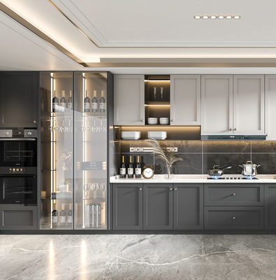 Melamine Kitchen Furniture with Island Design Multifunctional Modern Cabinet
