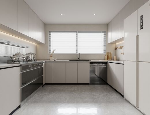 Modern Modular Kitchen Cabinet Set  Melamine Board Eco-Friendly Multifunctional