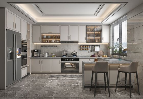 Factory Direct Free Designs Furniture U Shaped Melamine Kitchen Cabinets