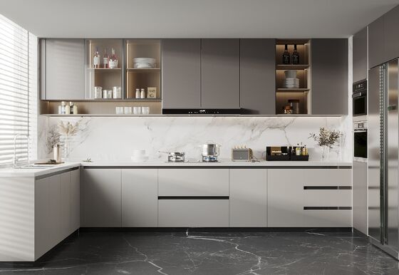 Factory Direct Free Designs Furniture U Shaped Melamine Kitchen Cabinets