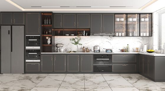 MC World Particle Board Door Modern Kitchen Cabinet For Apartment Residence