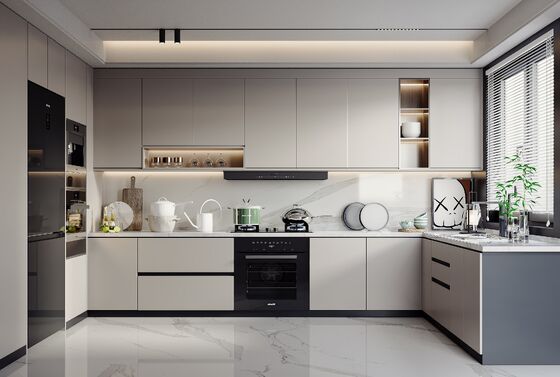 MC World Particle Board Door Modern Kitchen Cabinet For Apartment Residence