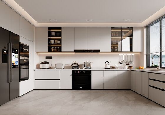 Wooden Kitchen Cabinet MDF Cupboard Island Storage Cabinet For Apartment