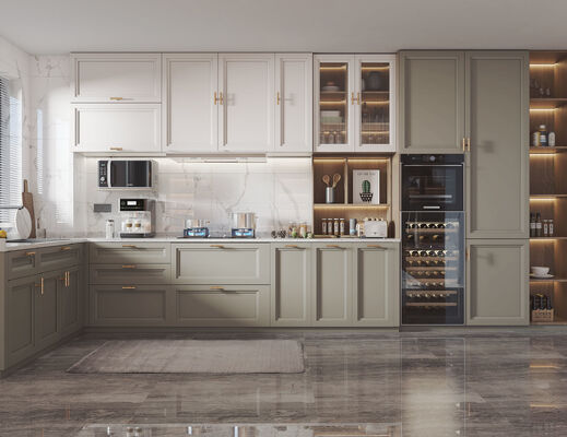 Wood MDF Plywood Cabinets Set Apartment Kitchen Island Storage Cupboard