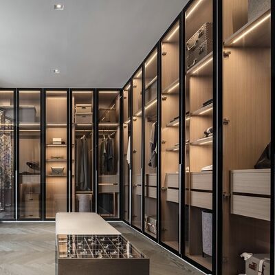 Quality Solid Pine Wooden U Shaped Closet Organizer Custom Walk In Wardrobe factory