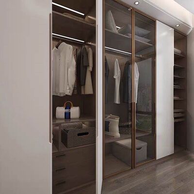 High End Wood Swing Shutter Wardrobe Internal Storage Matte White Custom